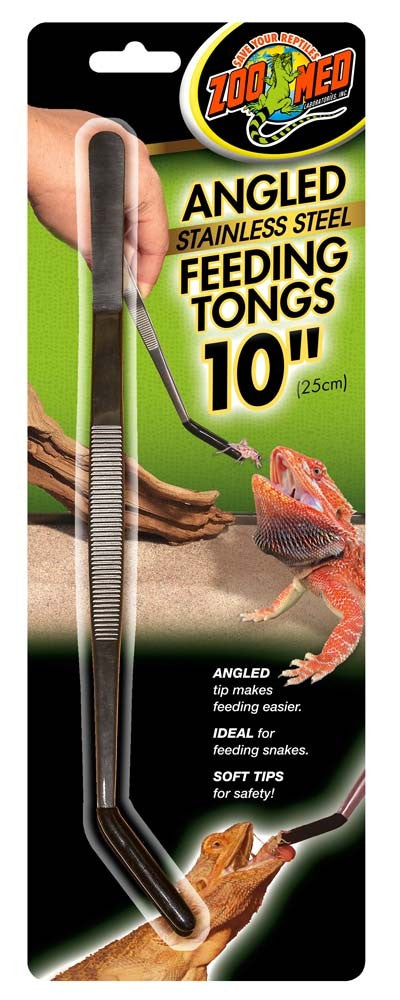 Zoo Med Angled Stainless Steel Feeding Tongs 10 in